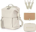 Sac à dos à langer minimaliste façon cuir - Ivoire
