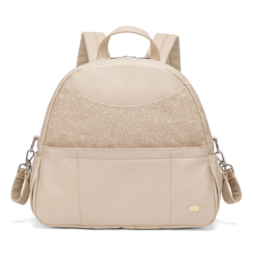 Sac à dos à langer chic - Simili cuir et lin chiné