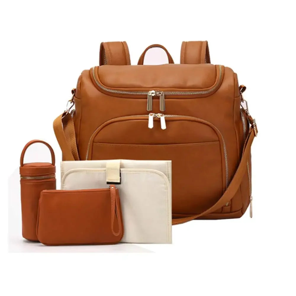 Sac à dos à langer chic façon cuir - Lot 7 pièces