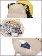 Sac à dos à langer chic - Simili cuir et lin chiné