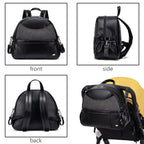 Sac à dos à langer chic - Simili cuir et lin chiné