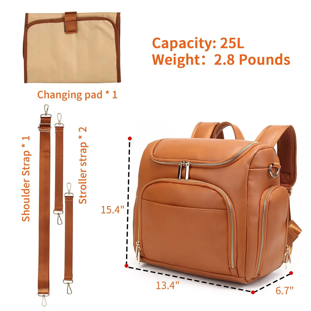 Sac à dos à langer chic façon cuir - Lot 7 pièces