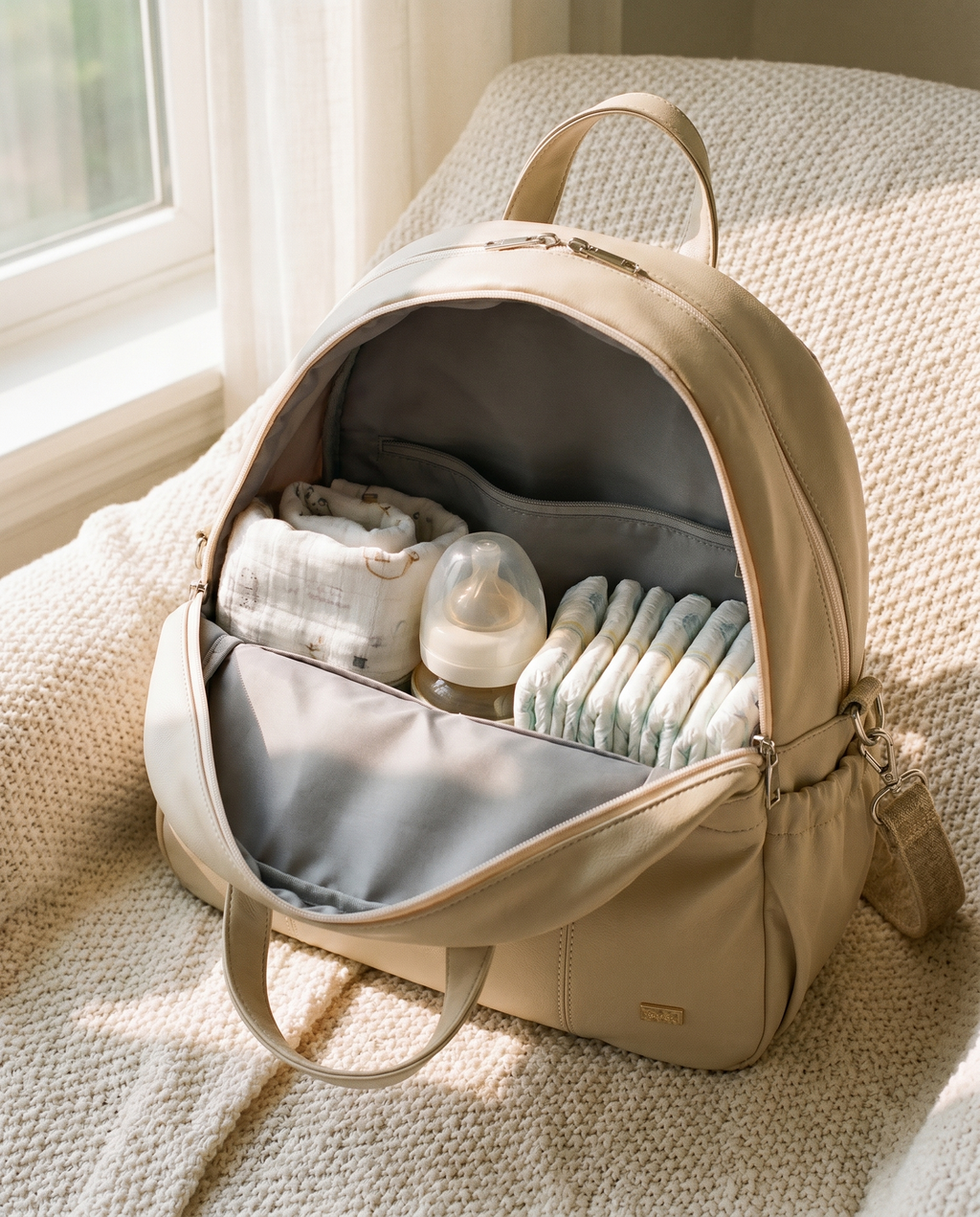 [IA] P12 Chic cuir lin chine - interieur range bebe - creme - 4:5 2K