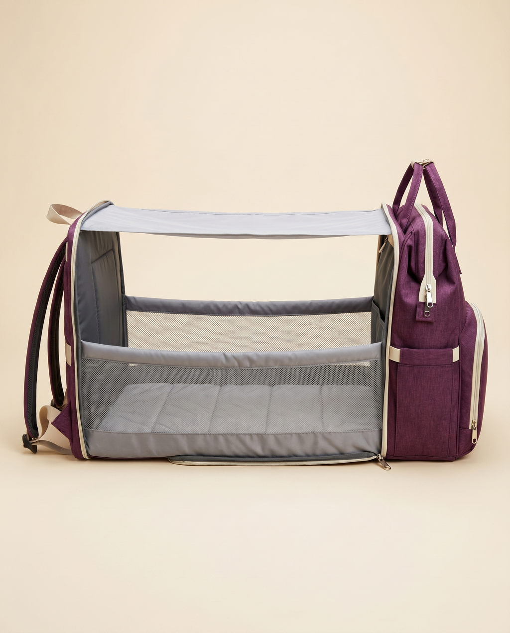 Sac à dos à langer nomade Tendrinette · Violet · berceau déplié [c:violet]