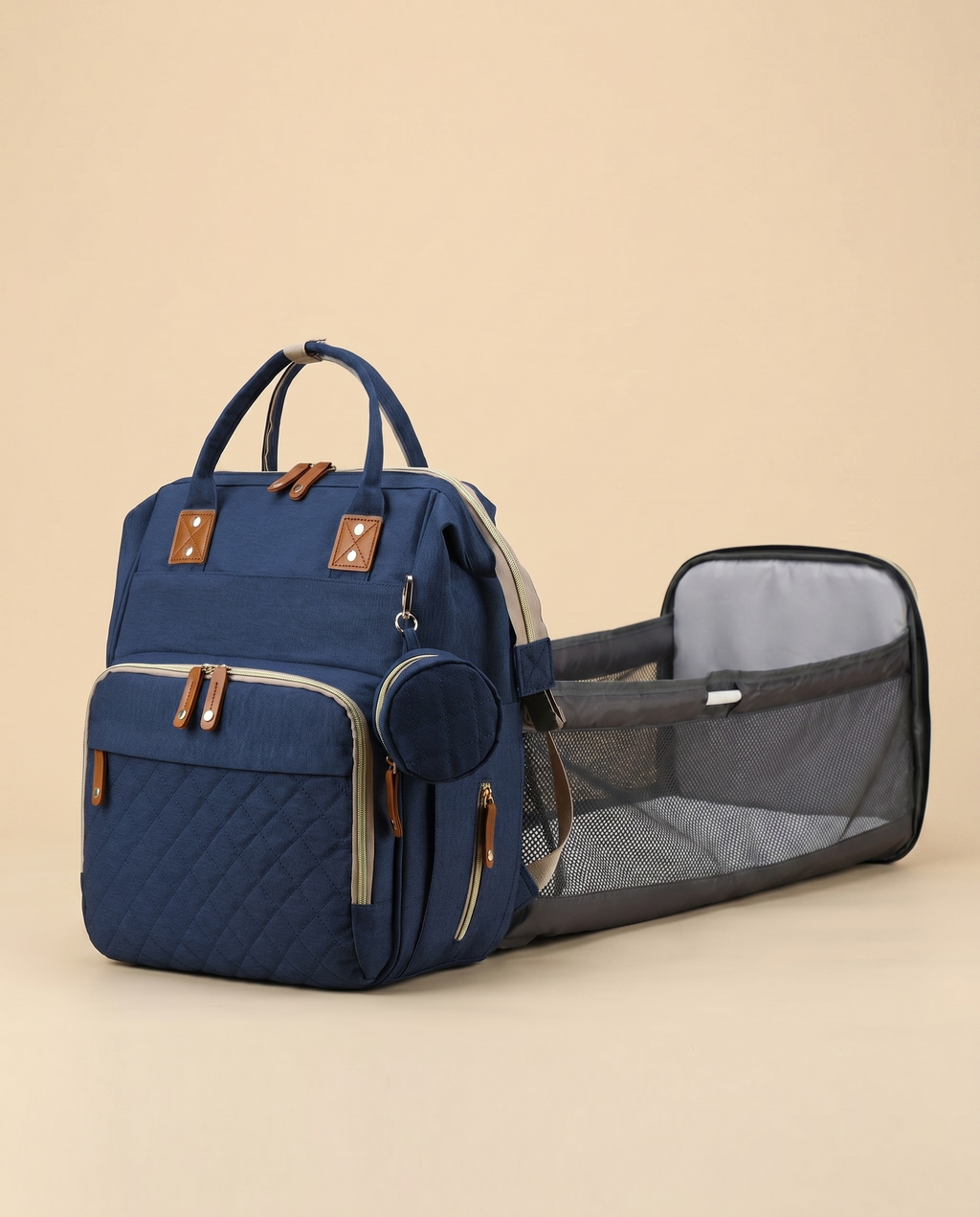 Sac à langer 2-en-1 Tendrinette · Bleu · station de change dépliée [c:bleu]