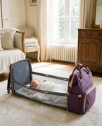 Sac à dos à langer nomade Tendrinette · Violet · bébé dans le berceau [c:violet]
