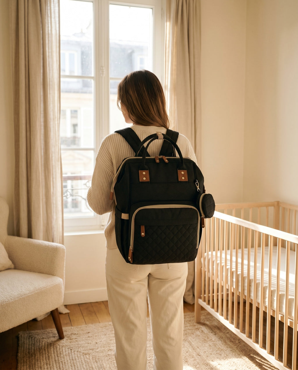 Sac à langer 2-en-1 Tendrinette · Noir · porté [c:noir]
