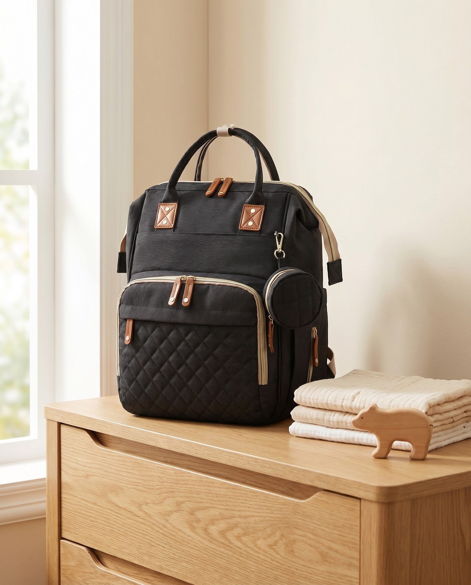 Sac à langer 2-en-1 Tendrinette · Noir · scène nursery [c:noir]