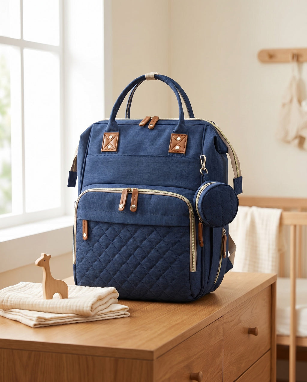 Sac à langer 2-en-1 Tendrinette · Bleu · scène nursery [c:bleu]