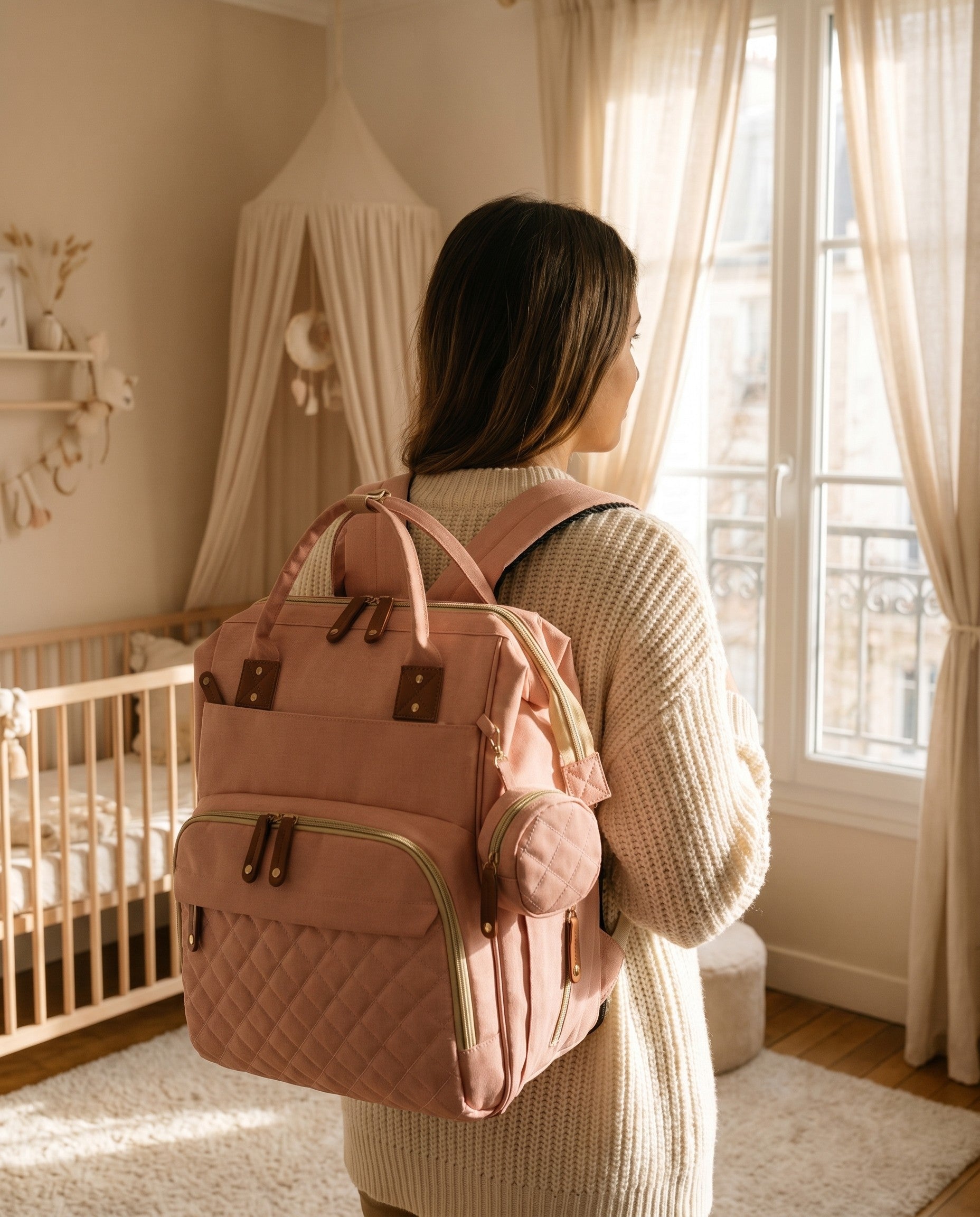 Sac à langer 2-en-1 Tendrinette · Rose · porté [c:rose]
