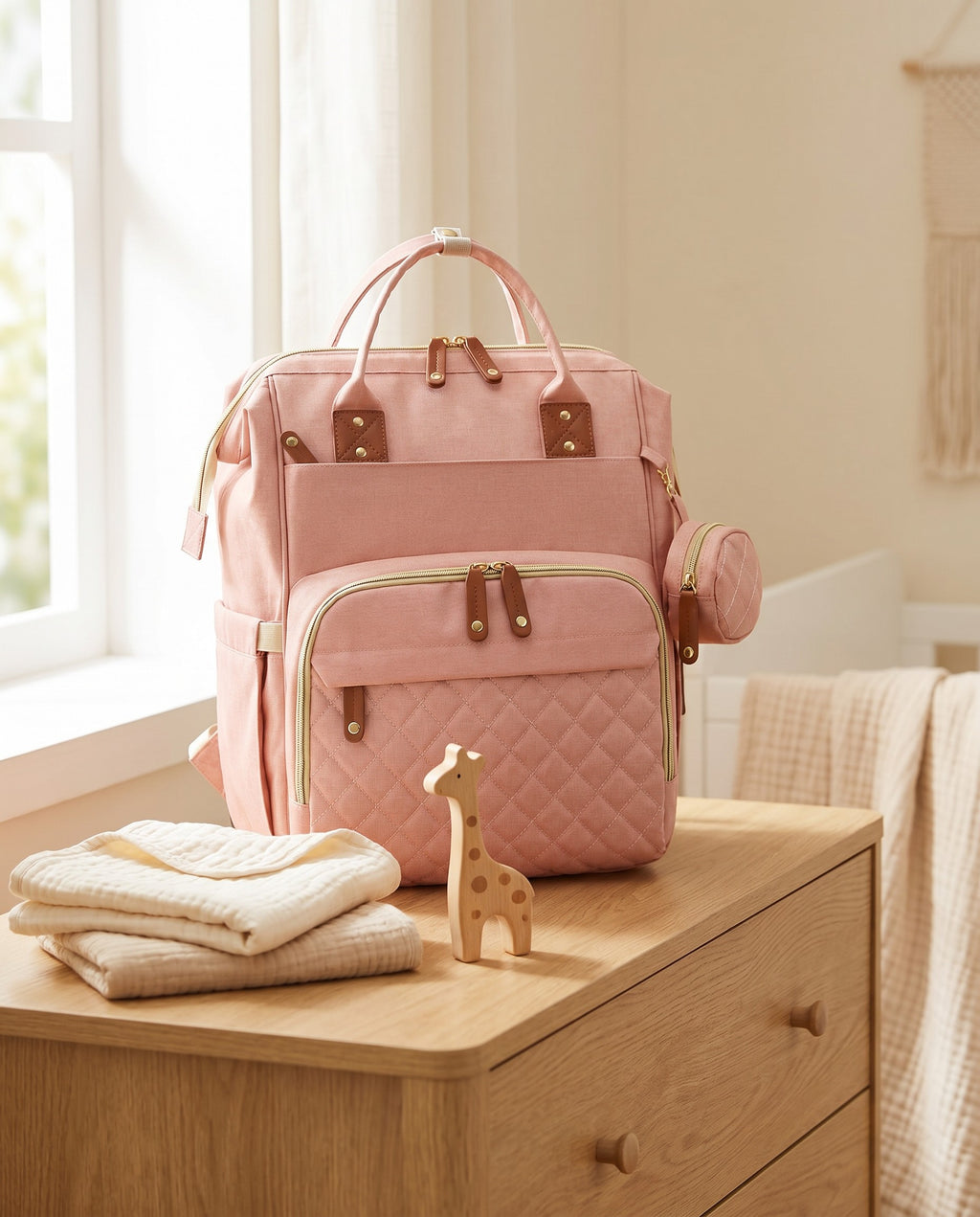 Sac à langer 2-en-1 Tendrinette · Rose · scène nursery [c:rose]