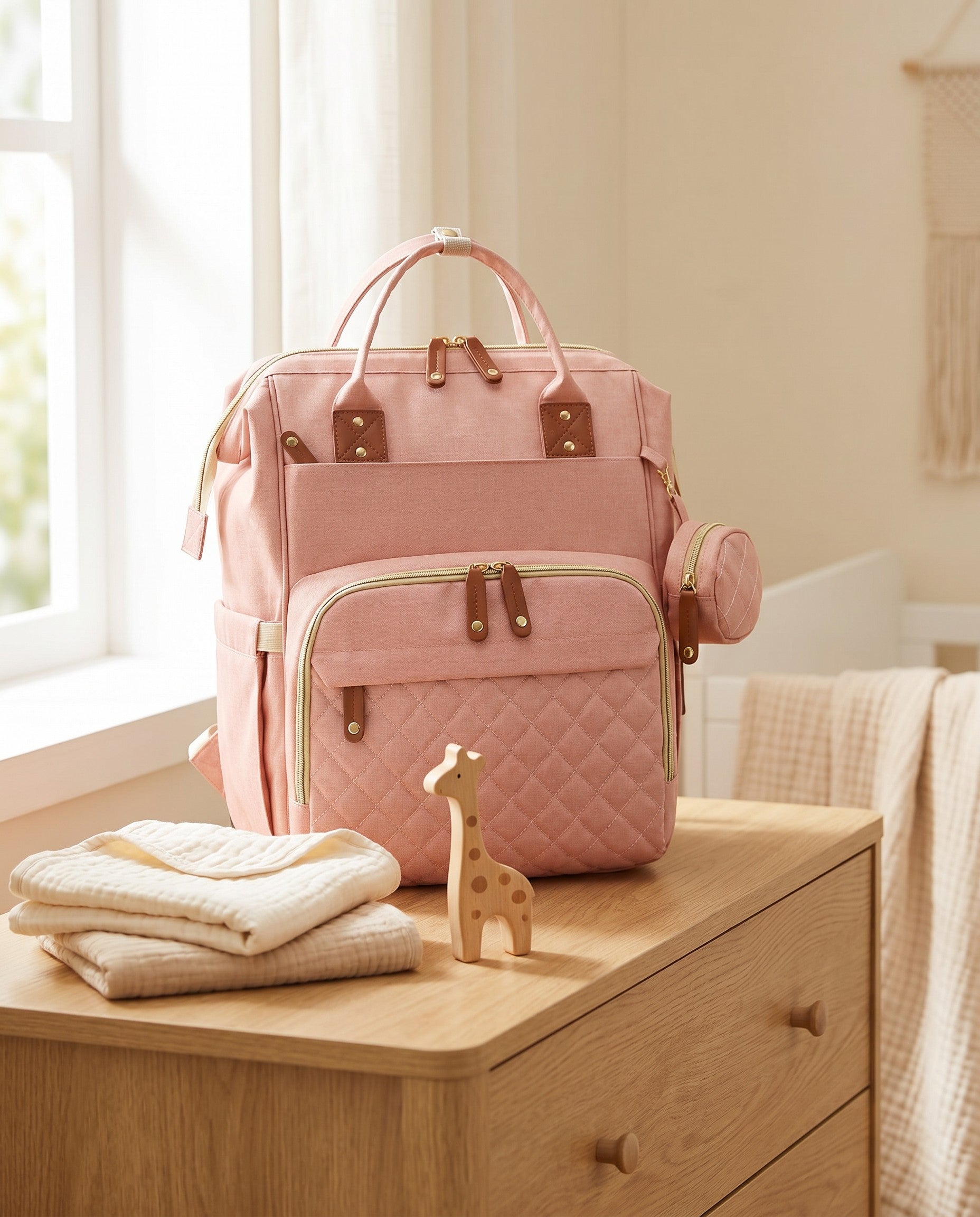 Sac à langer 2-en-1 Tendrinette · Rose · scène nursery [c:rose]