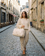 Sac à langer matelassé brodé Tendrinette · Lapin · porté