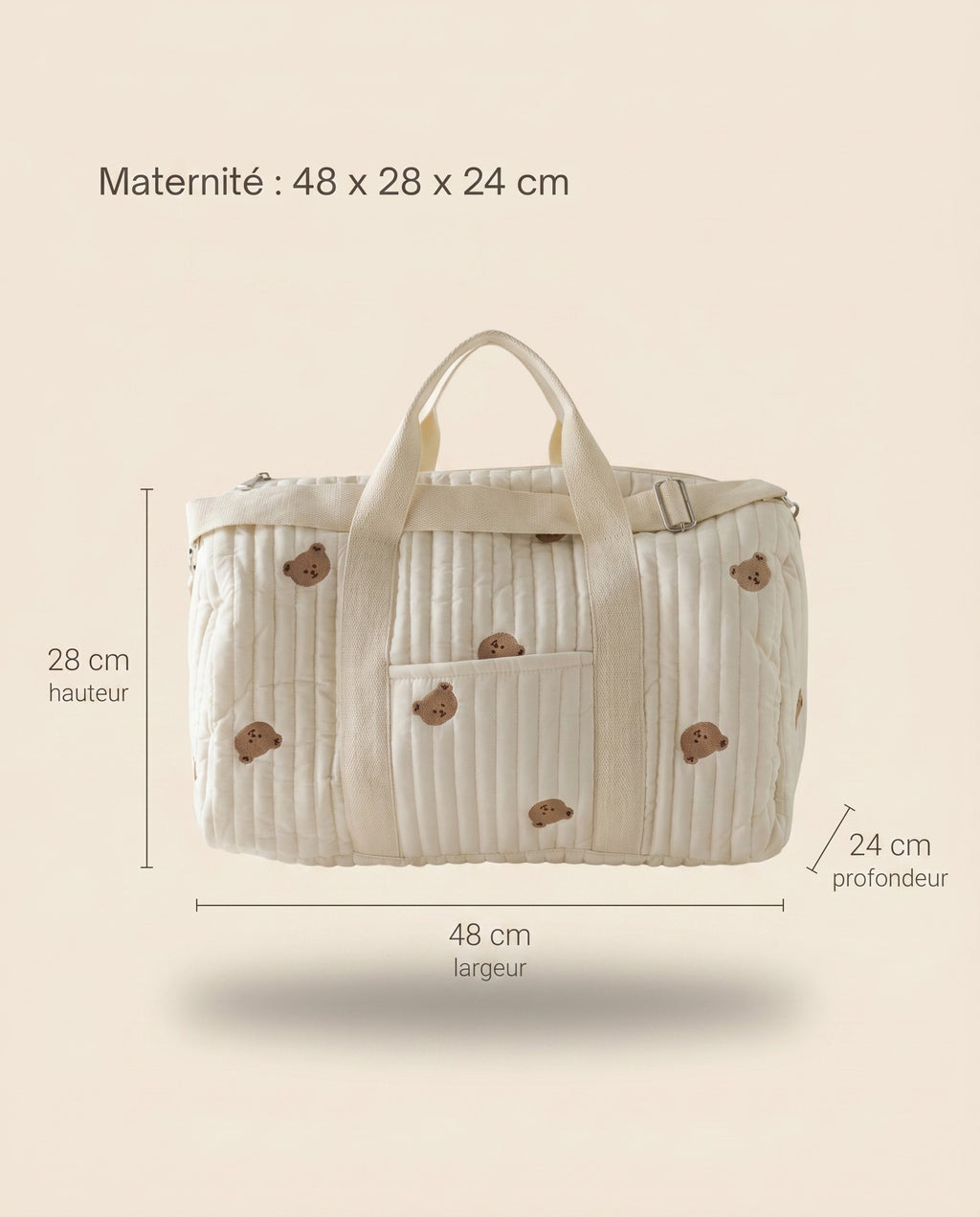 Sac à langer matelassé brodé Tendrinette · dimensions
