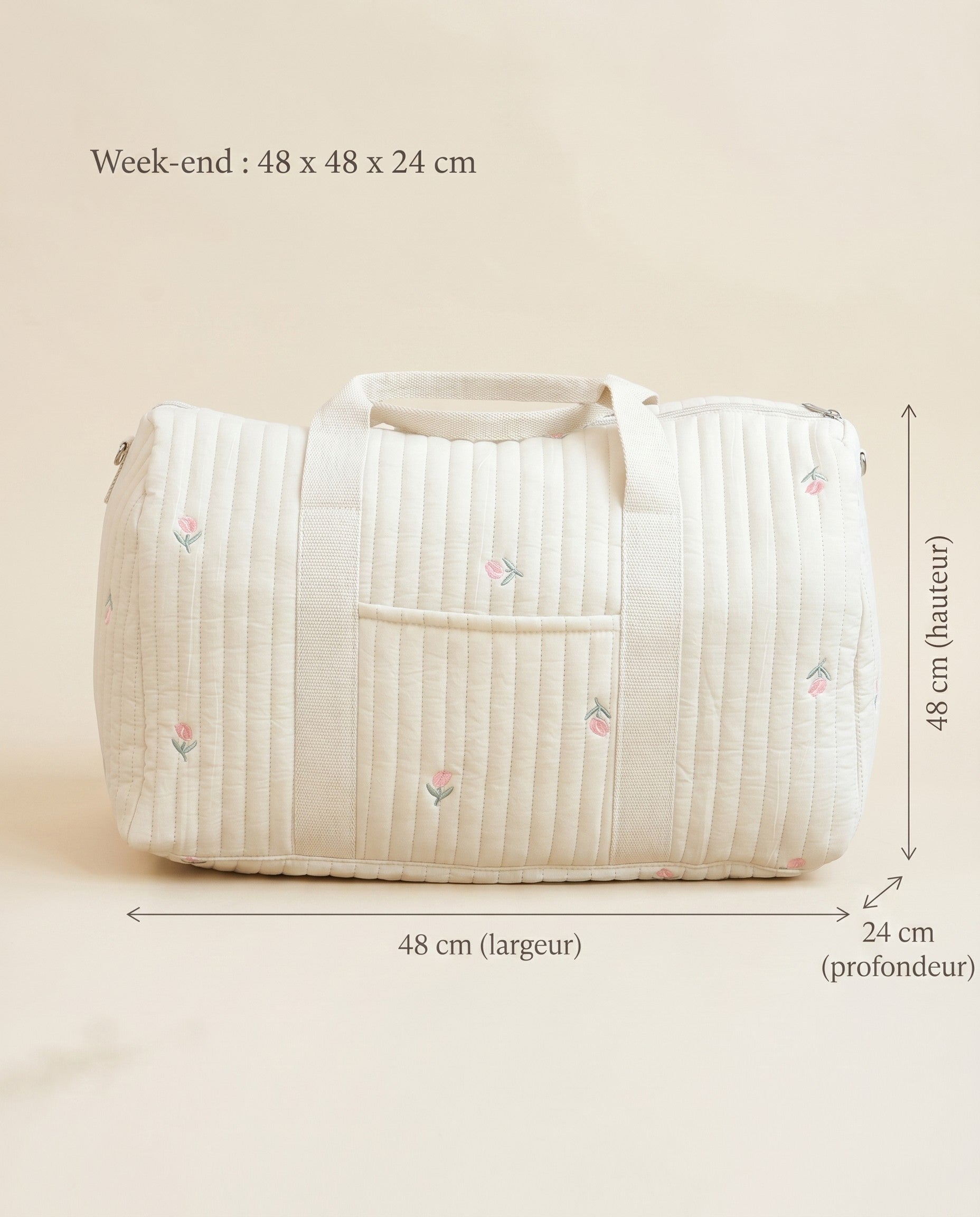 Sac à langer matelassé brodé Tendrinette · dimensions