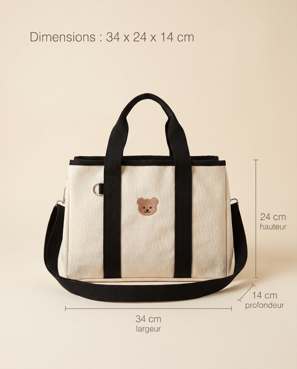 Sac à langer porté épaule Tendrinette · Noir · dimensions [c:noir]