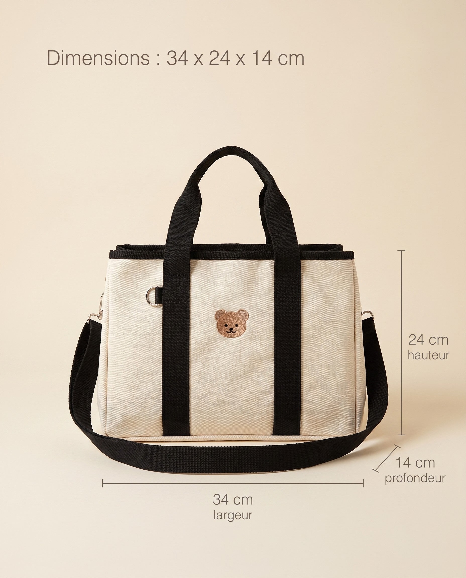 Sac à langer porté épaule Tendrinette · Noir · dimensions [c:noir]