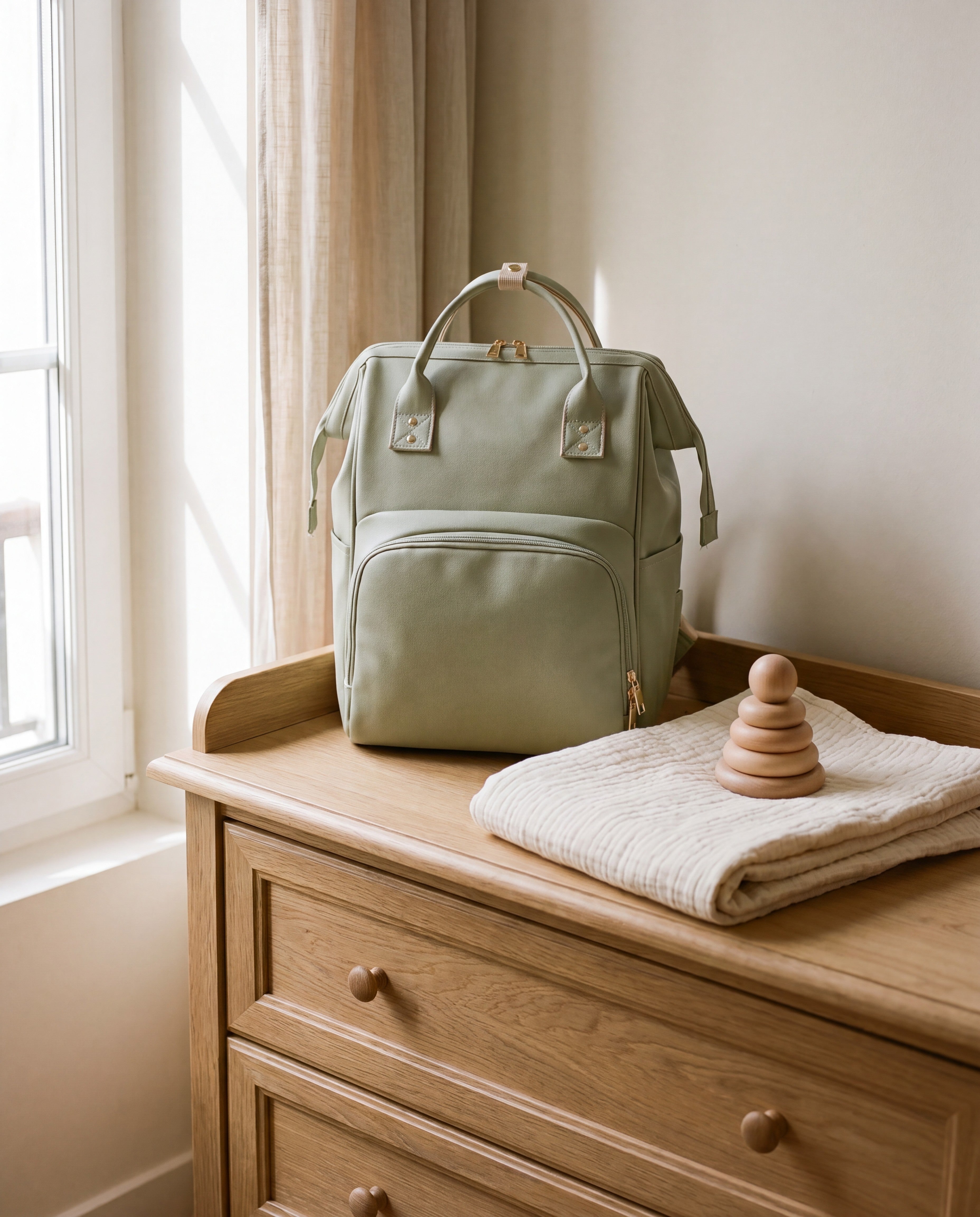 Sac à dos à langer Tendrinette · Vert · scène nursery [c:vert]