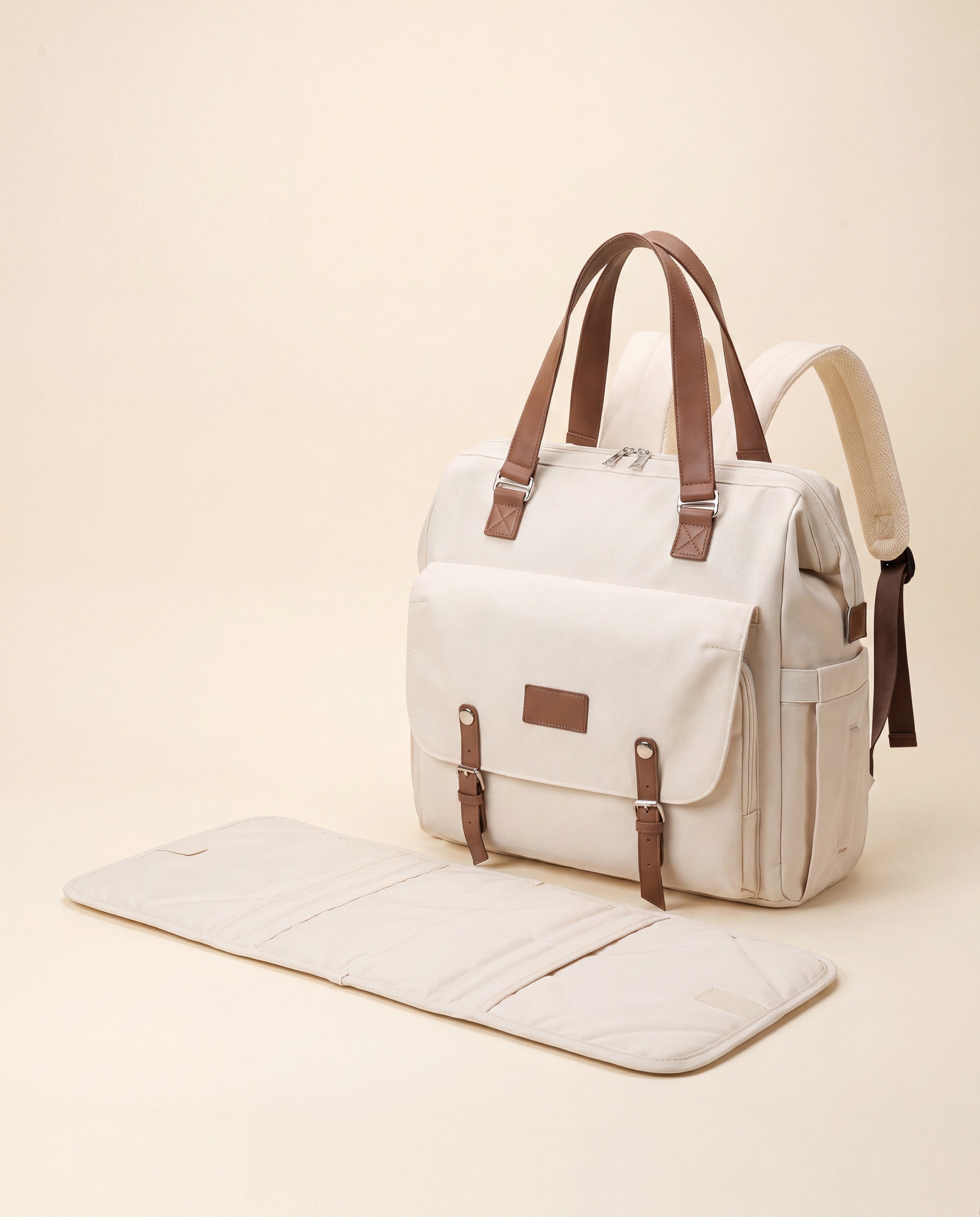 Sac à dos à langer vintage Tendrinette · Beige · set complet [c:beige]