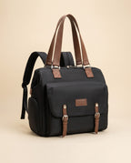 Sac à dos à langer vintage Tendrinette · Noir · packshot [c:noir]