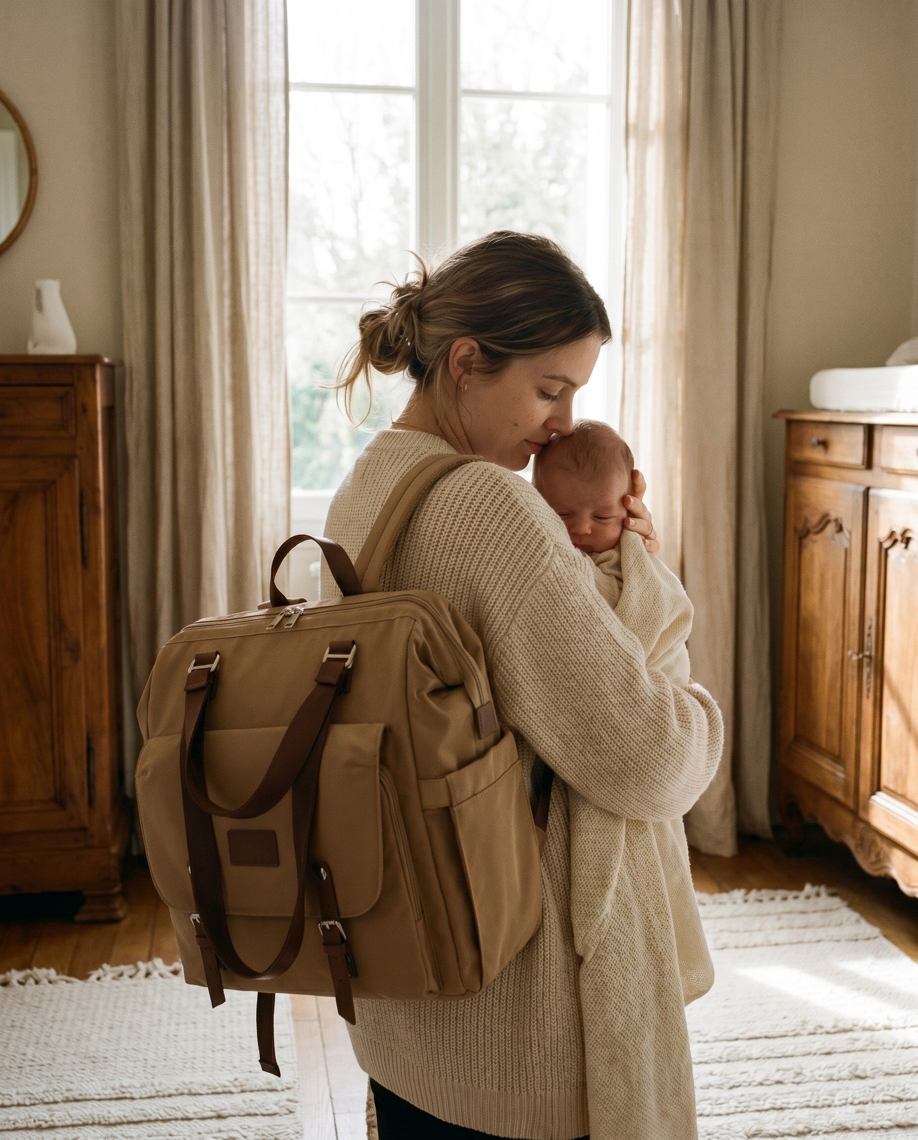 Sac à dos à langer vintage Tendrinette · Kaki · maman et bébé [c:kaki]