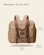 Sac à dos à langer vintage Tendrinette · Kaki · dimensions [c:kaki]