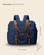 Sac à dos à langer vintage Tendrinette · Bleu · dimensions [c:bleu]