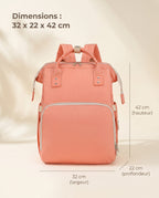 Sac à dos à langer nomade Tendrinette · Corail · dimensions [c:corail]