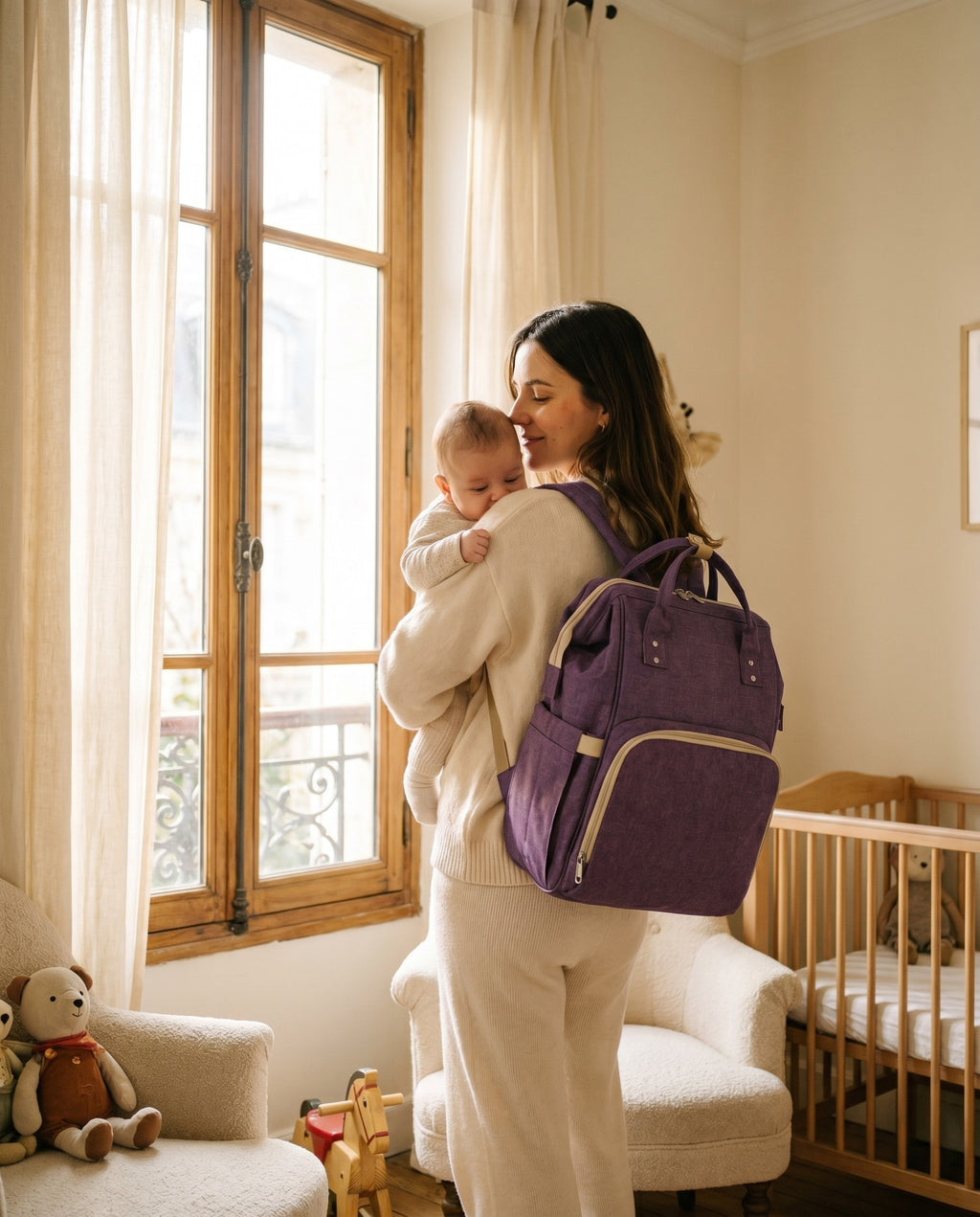 Sac à dos à langer nomade Tendrinette · Violet · maman et bébé [c:violet]