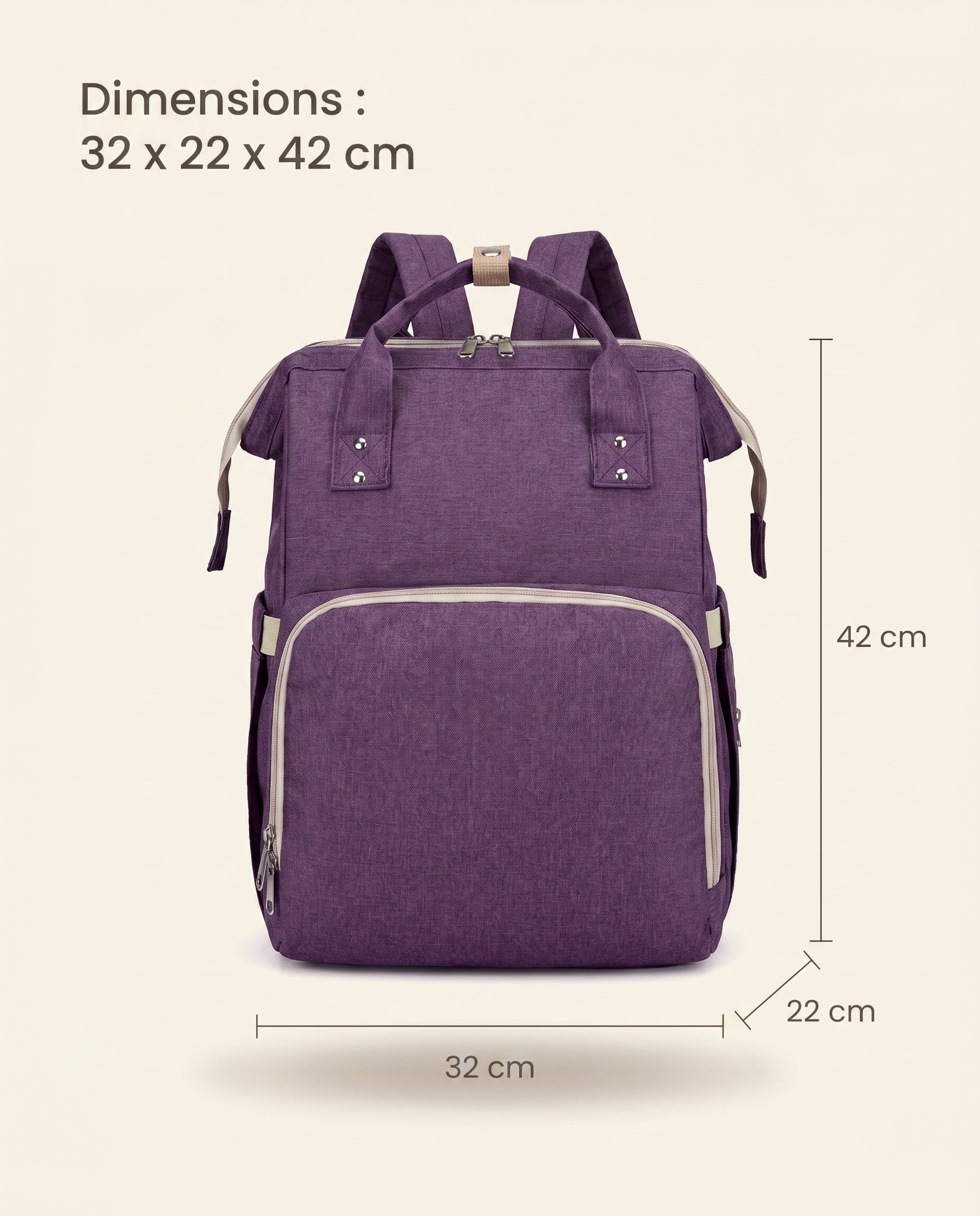 Sac à dos à langer nomade Tendrinette · Violet · dimensions [c:violet]