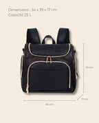 Sac à dos à langer façon cuir Tendrinette · Noir · dimensions