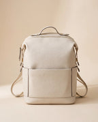 Sac à dos à langer façon cuir Tendrinette · Ivoire · packshot
