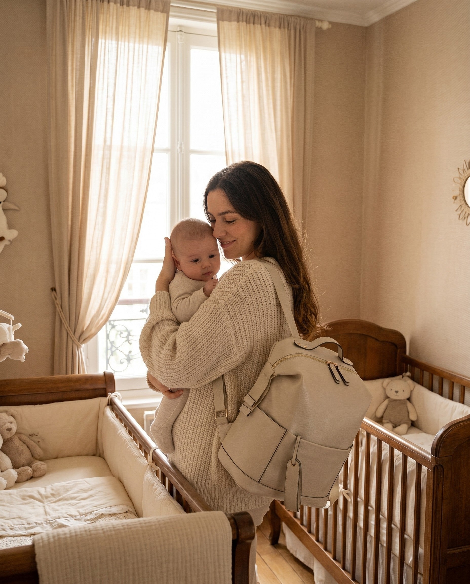 Sac à dos à langer façon cuir Tendrinette · Ivoire · maman et bébé [c:ivoire]