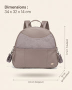 Sac à dos à langer simili cuir Tendrinette · Beige rosé · dimensions