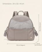Sac à dos à langer simili cuir Tendrinette · Taupe · dimensions