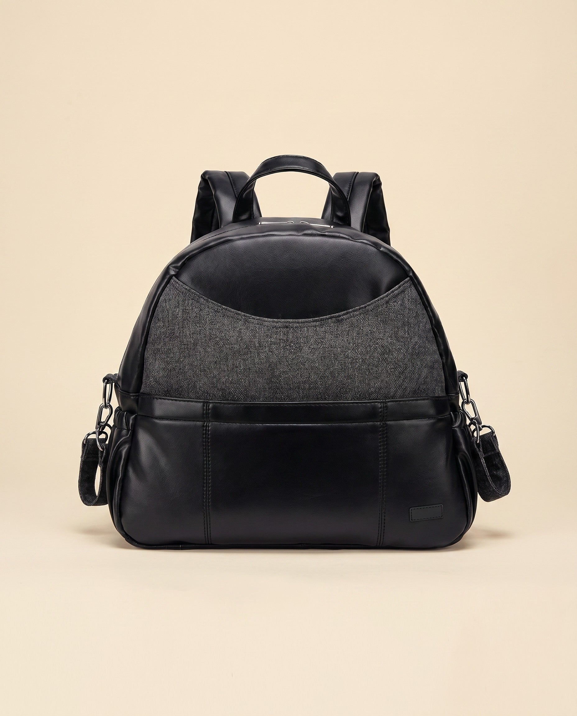 Sac à dos à langer simili cuir Tendrinette · Noir · packshot [c:noir]