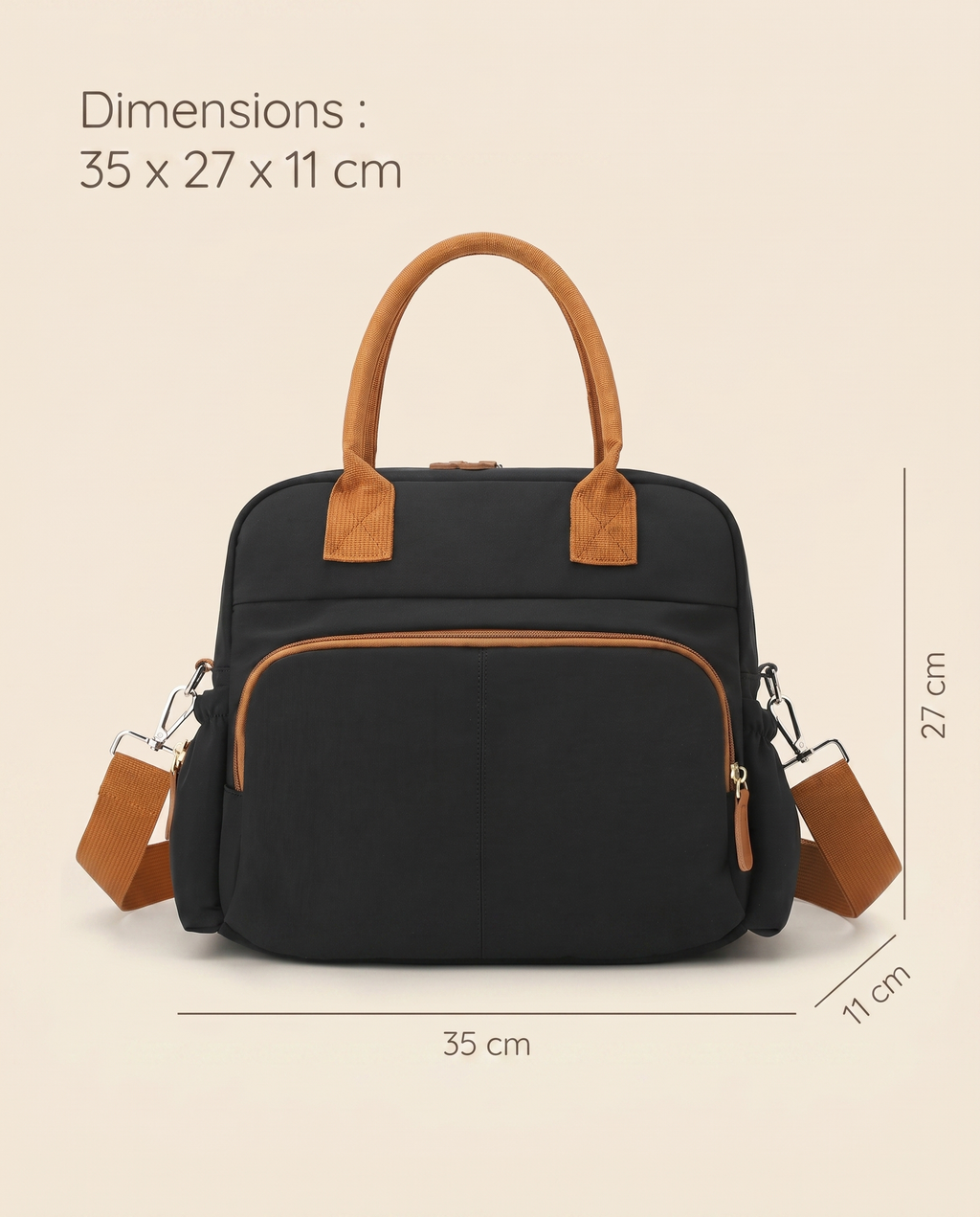 Sac à langer cabas Tendrinette · Noir · dimensions [c:noir]