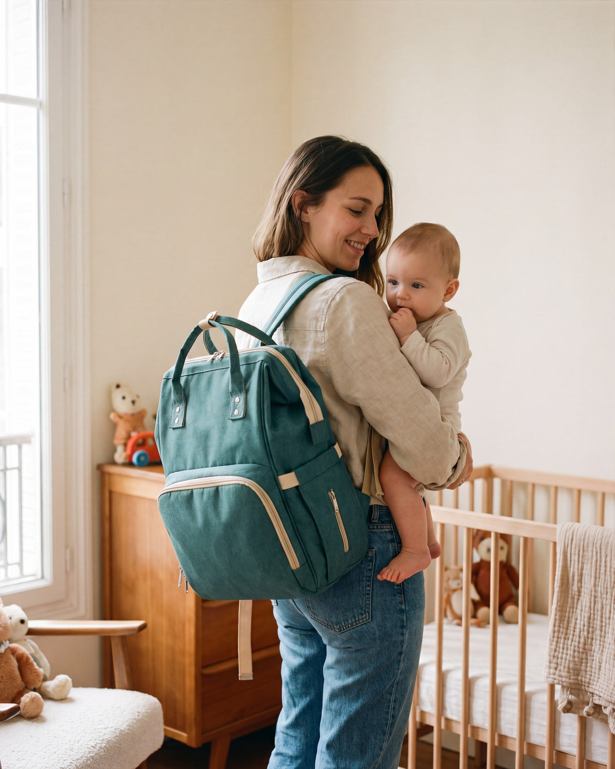 Sac à dos à langer nomade Tendrinette · Vert · maman et bébé