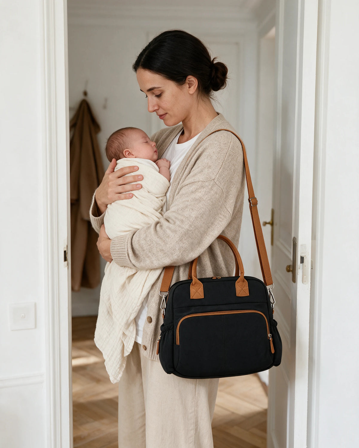 Sac à langer cabas Tendrinette · Noir · maman et bébé