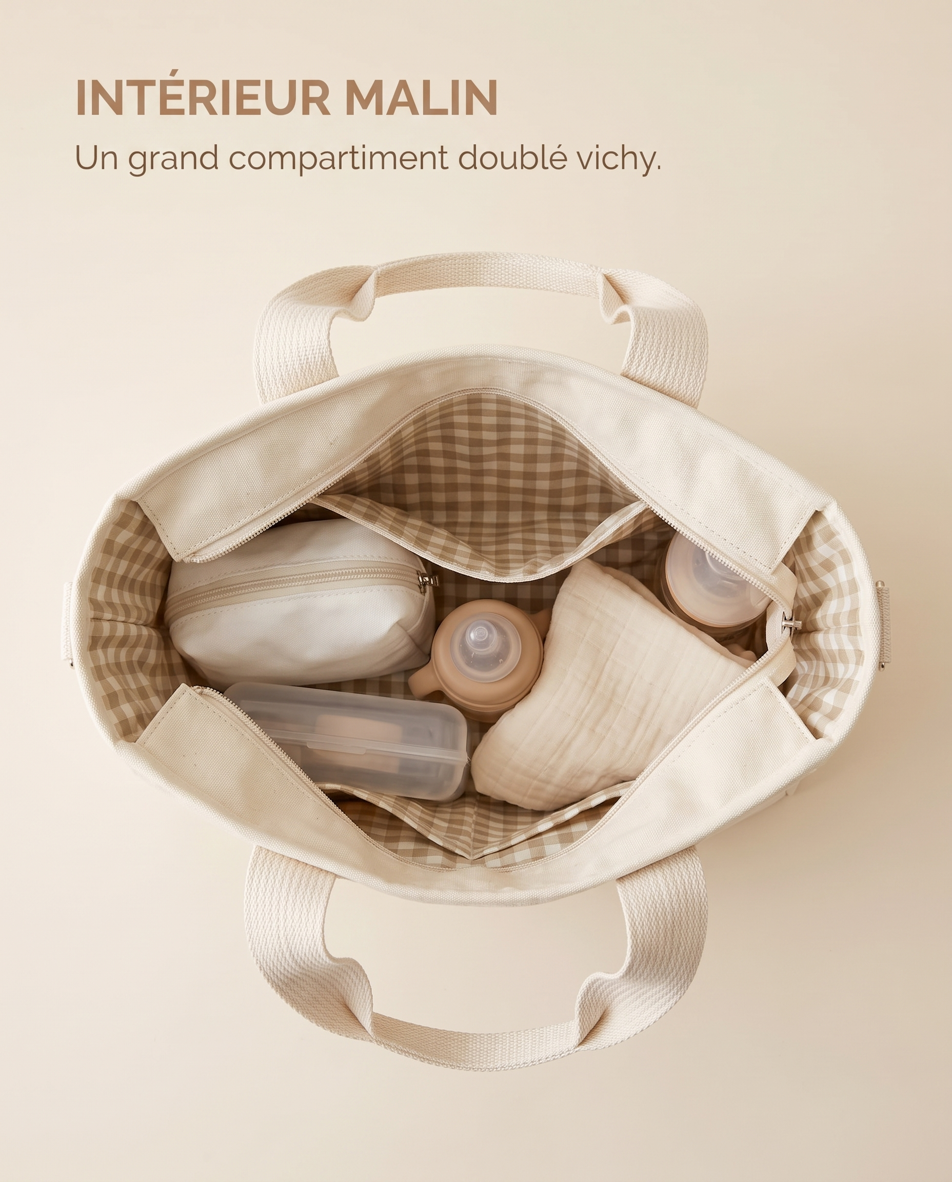 Sac à langer porté épaule Tendrinette · intérieur