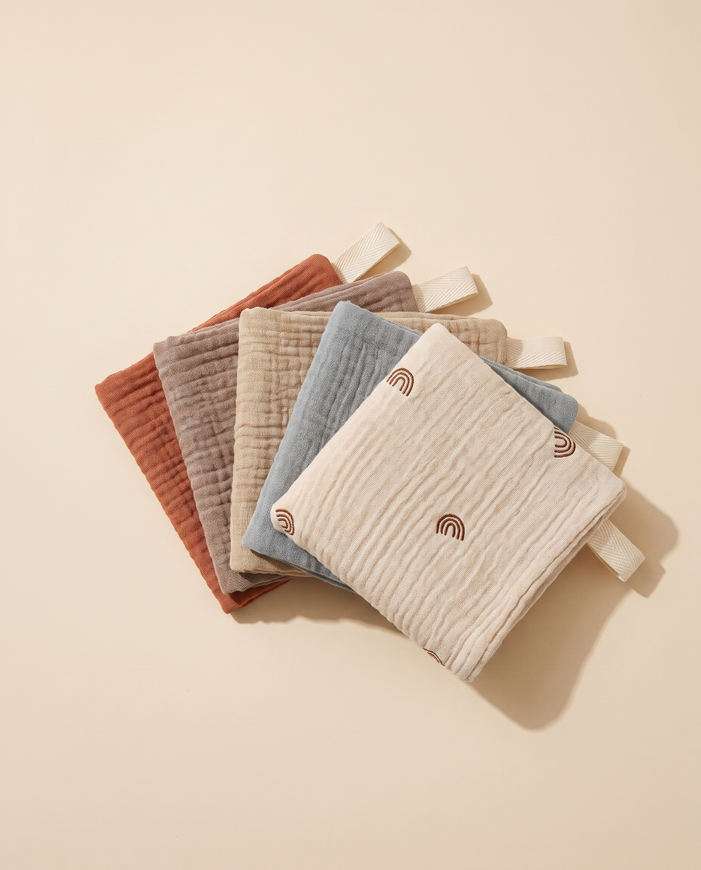 Lot de 5 langes en mousseline de coton Tendrinette · éventail des coloris