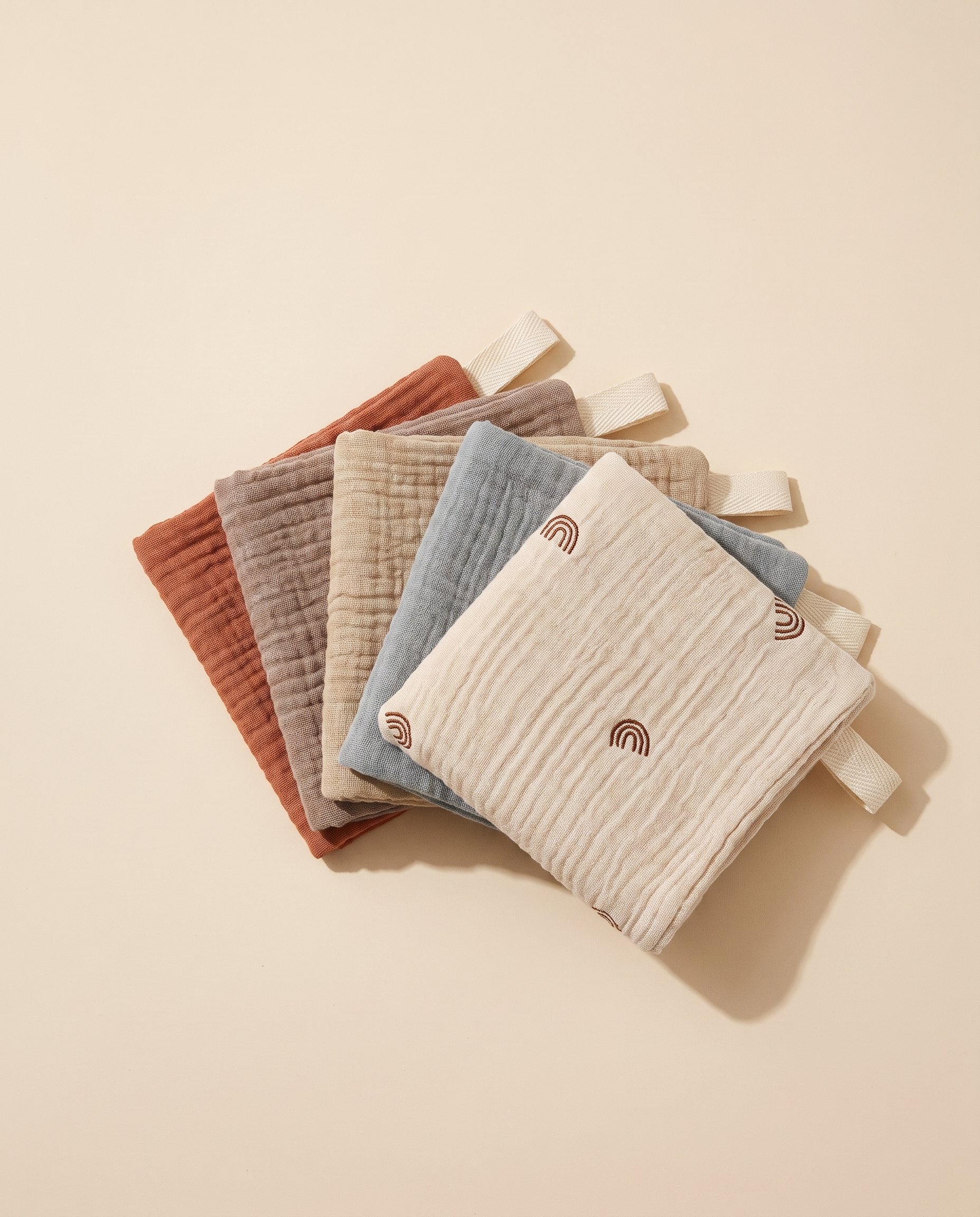 Lot de 5 langes en mousseline de coton Tendrinette · éventail des coloris