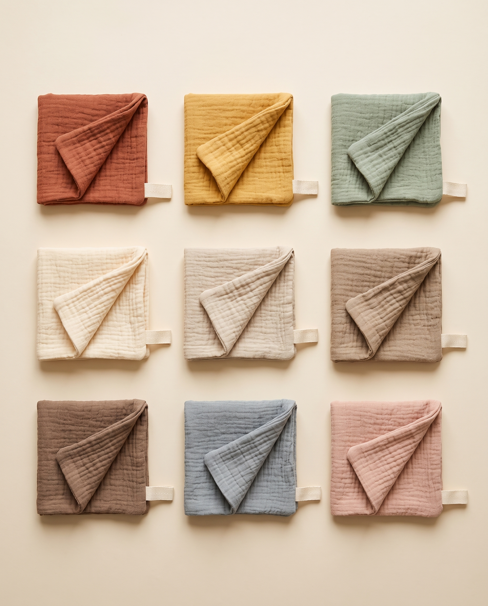Lot de 5 langes en mousseline de coton Tendrinette · palette des coloris disponibles