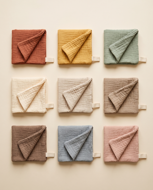 Lot de 5 langes en mousseline de coton Tendrinette · palette des coloris disponibles