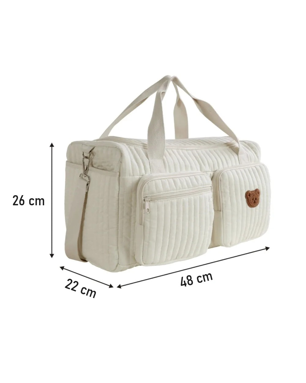 Sac à langer maternité matelassé brodé Tendrinette · dimensions 48 × 26 × 22 cm