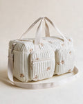 Sac à langer maternité matelassé brodé Tendrinette · Oursons brodés · packshot studio avec sa bandoulière
