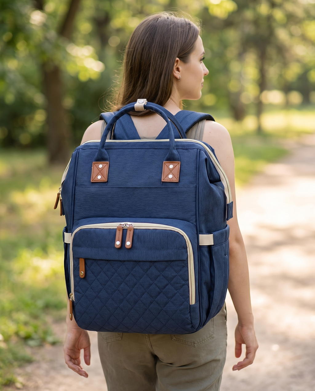 Sac à langer 2-en-1 Tendrinette · Bleu · porté