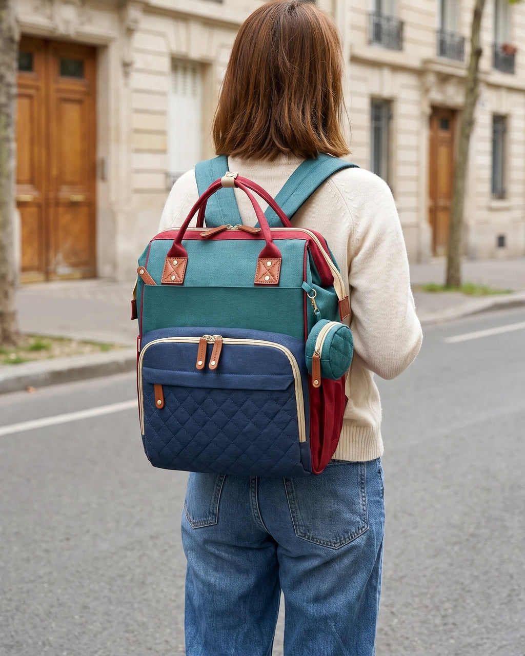 Sac à langer 2-en-1 Tendrinette · Multicolore · porté