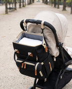 Sac à langer 2-en-1 Tendrinette · Noir · accroché à la poussette