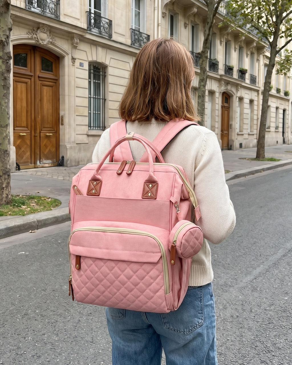 Sac à langer 2-en-1 Tendrinette · Rose · porté